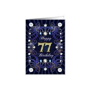  77th Birthday card, Diamonds and Jewels effect Card Toys & Games