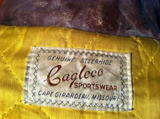 VINTAGE 1940`S CAGLECO MISSOURI STEERHIDE MOTORCYCLE JACKET L REDLIGHT 