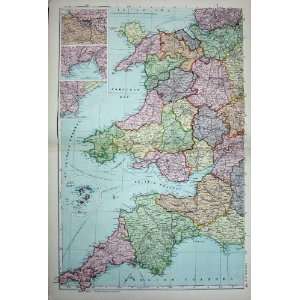 Bacon maps 1902 Wales Cardiff Bristol Swansea Plan 