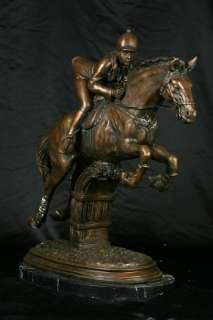 French Bronze Horse & Jockey Statue Horses Steeplechase  