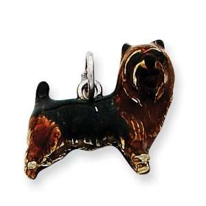   : Sterling Silver Enameled Brown & Black Carin Terrier Charm: Jewelry