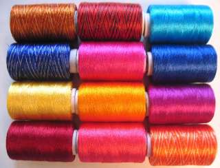 12 Art Silk Rayon Fabric Embroidery Thread Bright Fast Colour Colours 