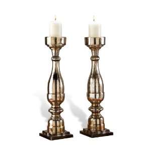  Pair Large Paxton Mercury Glass Pillar Candle stands: Home 