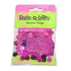 Style a bility Decorative Beaded Fringe 36 in Hot Pink   Beaded Satin 