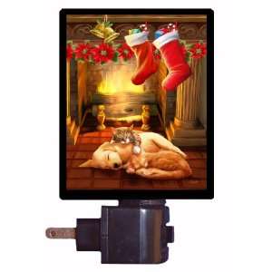  Christmas Night Light   Cozy Nap   Dog and Cat
