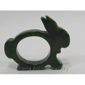  Green Bakelite / Catalin Bunny Napkin Ring Kitchen 