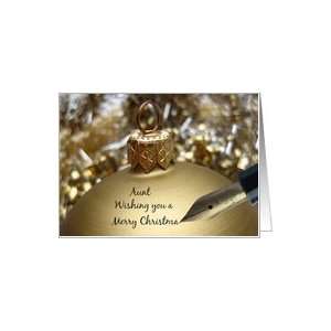  aunt christmas message on golden ornament Card Health 