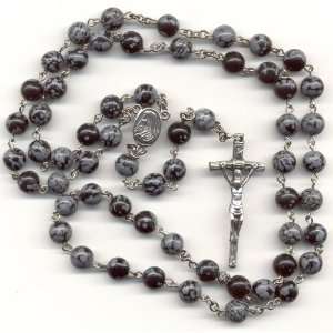 Catholic Rosary   Snowflake Obsidian