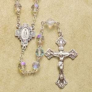 Sterling Silver Rosary Rosaries Catholic Genuine Czech Tin Cut Crystal 