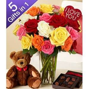 Ultimate Two Dozen Rainbow Valentines Day Roses  Grocery 