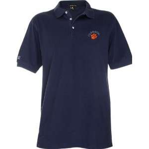 Clemson Tigers Navy Classic Pique Stainguard Polo Shirt:  