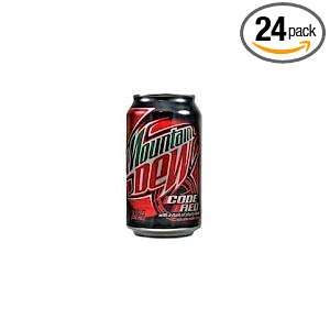 Mountain Dew Code Red Soda 12oz Can (Pack of 24):  Grocery 