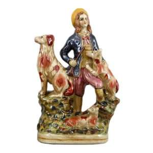 Staffordshire Style Lady Hunter with Two Dogs Sculpture Home Decor, 6 