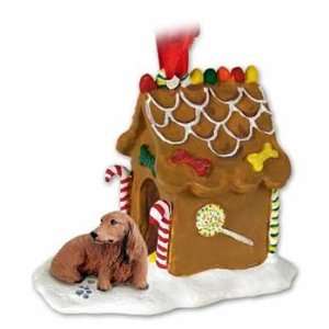  Longhaired Red Doxie Gingerbread House Christmas Ornament 