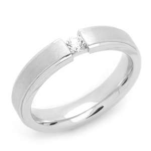  Sterling Silver Wedding Band 4MM Channel Set Single Stone 