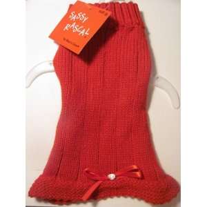  Sassy Rascal Red Dog Sweater with Bow, Small: Pet Supplies