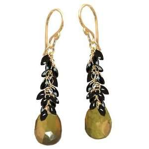   Gold Filled Earrings Clusters of black spinel and idocrase Jewelry