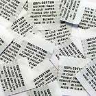 100% Cotton Clothing CARE Tags Labels WS (Bag of 50)