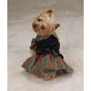    XXS Special Occasion Velvet Tartan Holiday Dog Dress