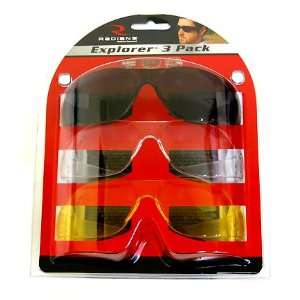  Explorer 3 Pack Shooting Glasses, Mix   Amber, Clear 