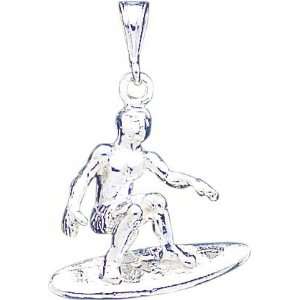  Sterling Silver Surfer Charm: Jewelry
