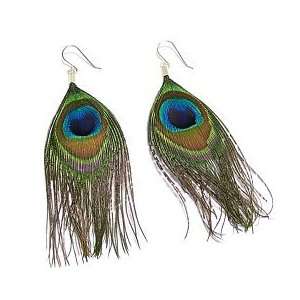  Charmed by Stacy Peacock Feather Earrings: Jewelry