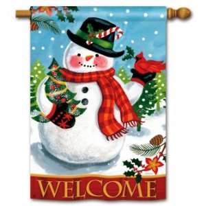  Cheery Snowman Double Sided Standard Flag: Patio, Lawn 