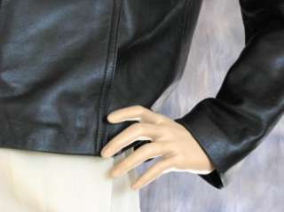 SONOMA Black Leather Lambskin Jacket Sz S Zip Front Lined Butter Soft 
