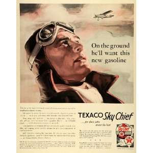  1939 Ad Texaco Sky Chief Gasoline Airplane Pilot Aviation 