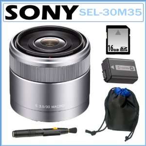 Sony SEL30M35 30mm f/3.5 E Mount NEX Macro Lens + 16GB SDHC + Sony NP 
