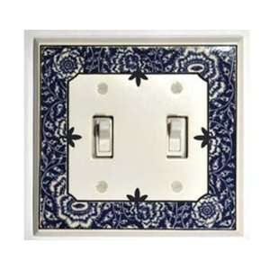  Blue Chinoiserie Ceramic Switch Plate / 2 Toggle