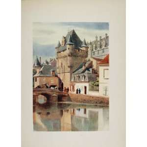 1905 Print City Gate Bridge Indre River Loches France   Original Print