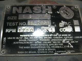 USED NASH VACUUM PUMP SIZE L3\4  