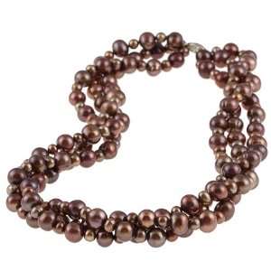   Sterling Silver Chocolate FW Pearl Twisted Necklace (4 8 mm) Jewelry