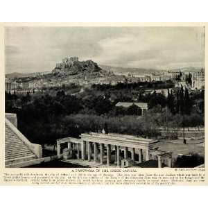  1929 Print Panorama Greek Capital Acropolis Athens Temple 