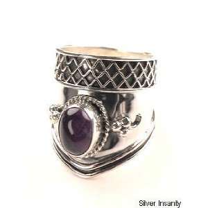  Sterling Silver AMETHYST Armor Ring Size 9.5 Jewelry