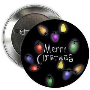  MERRY CHRISTMAS LIGHTS 2.25 Pinback Button Badge 