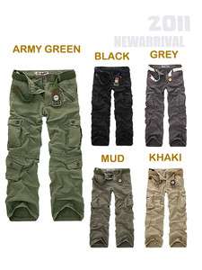 New Style Mens Fashion Casual Thick Cargo Pants Pocket Slacks 5 Colors 