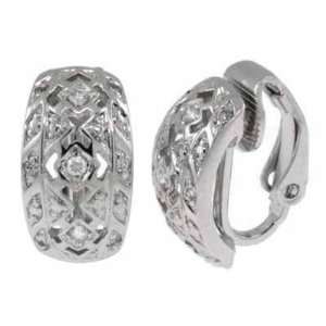  Sterling Silver CZ Filigree Cip On Earrings: Jewelry