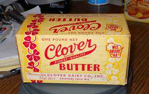 CHIPPEWA FALLS BUTTER BOX CLOVER DAIRY WISCONSIN 1950S  