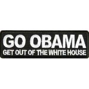  Go Obama Patch, 4x1.25 inch, small embroidered iron on saying 