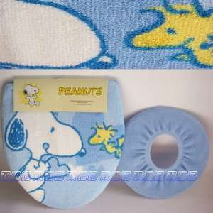  3pc Stretchy Snoopy Bathroom Toilet Lid Cover Mat Rug 