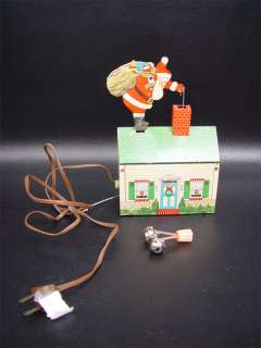 Vintage Criterion Tin Litho Santa On Roof Bell Ringer  