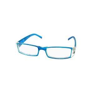  Como Unisex Clear Blue Rectangle Full Rim Plano Glasses UV 