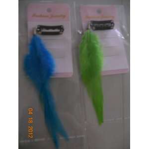   New Craze Vibrant Dyed Blue & Green Rooster Feather Hair Extensions