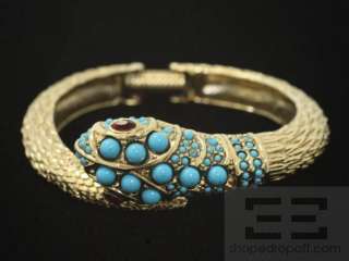 Kenneth Lane Gold Tone & Turquoise Jeweled Snake Bracelet  