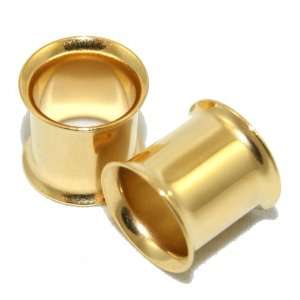   Plugs Earlets (Color Gold, Size 00G Gauge or 10mm, 1 Pair) Jewelry