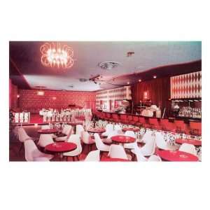 Cocktail Lounge with Red and White Theme Giclee Poster Print, 12x16