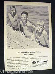 Vintage image of swimming boys for Clean Water by Autocon St Paul 1966 