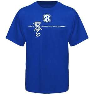  NCAA SEC 6 National Championships T Shirt   Royal Blue 